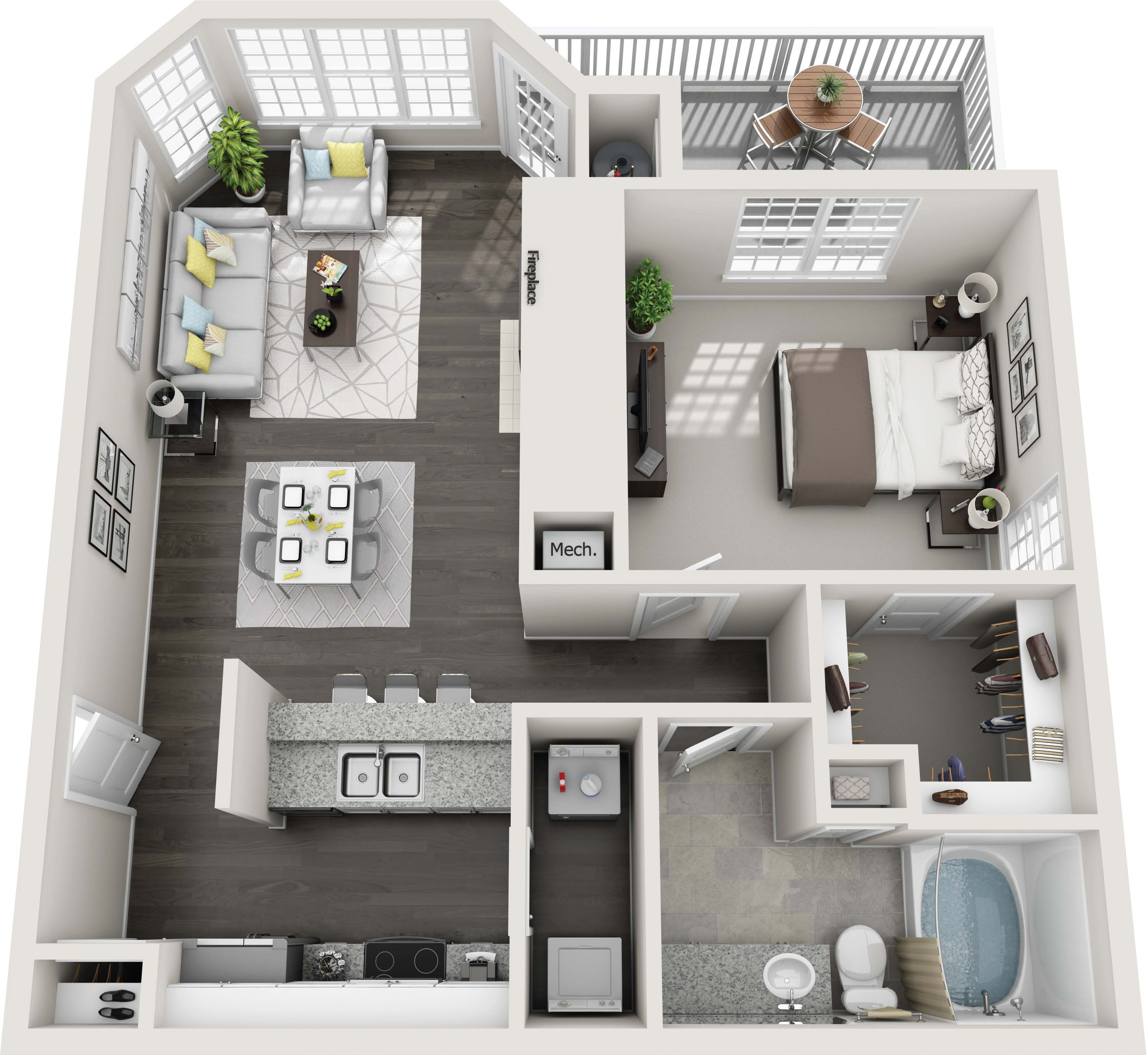 Floor plan layout diagram for 1A